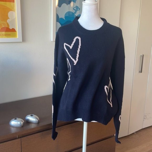 ZADIG & Voltaire Size M Marcus Heart ❤️ Sweater Navy - Picture 5 of 11